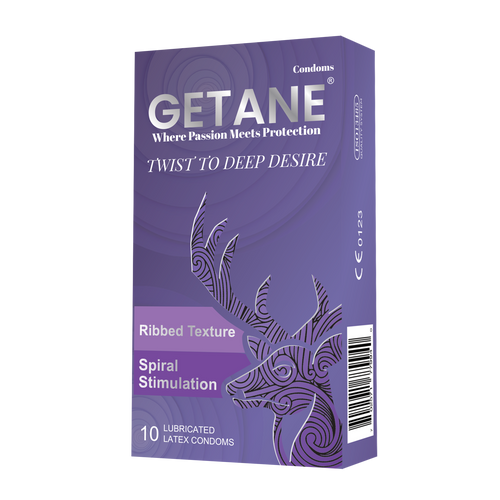 GETANE® For Him™ Extra Ribbed Condoms 10-Count Deluxe Pack