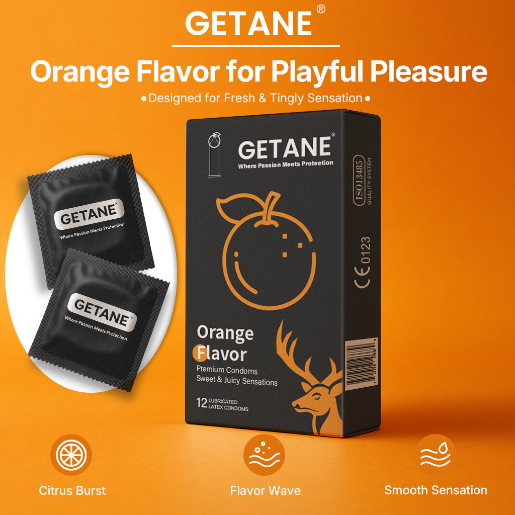 GETANE® For Him™ Orange Flavor Condoms 12-Count Premium Pack
