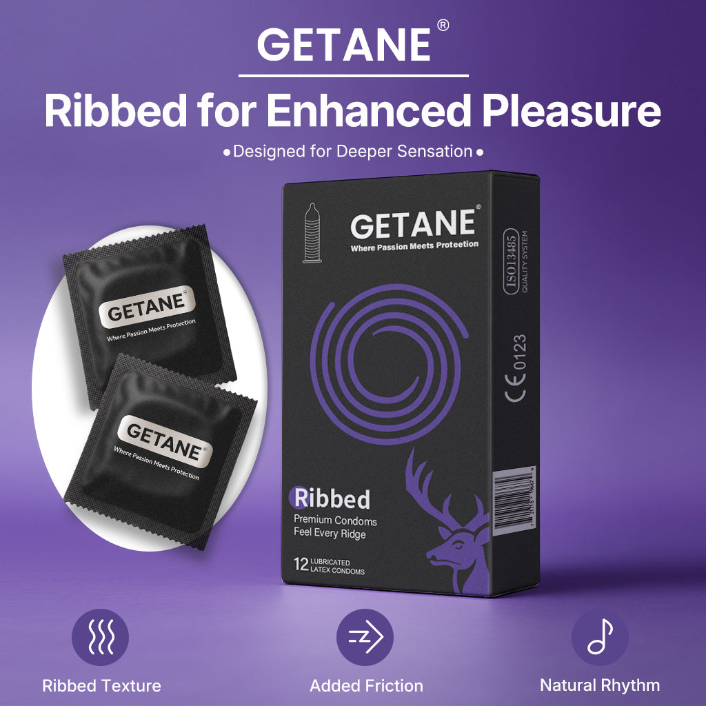 GETANE® For Him™ Super Ribbed Condoms 12-Count Premium Pack