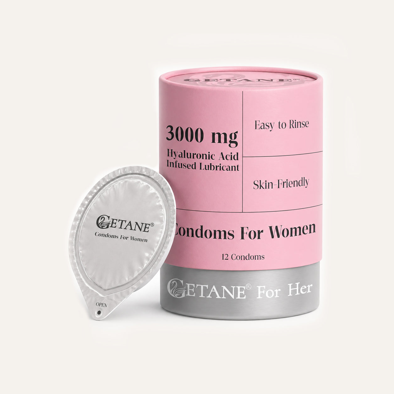 GETANE® For Her™ Hyaluronic Acid Condoms 12-Count Deluxe Pack