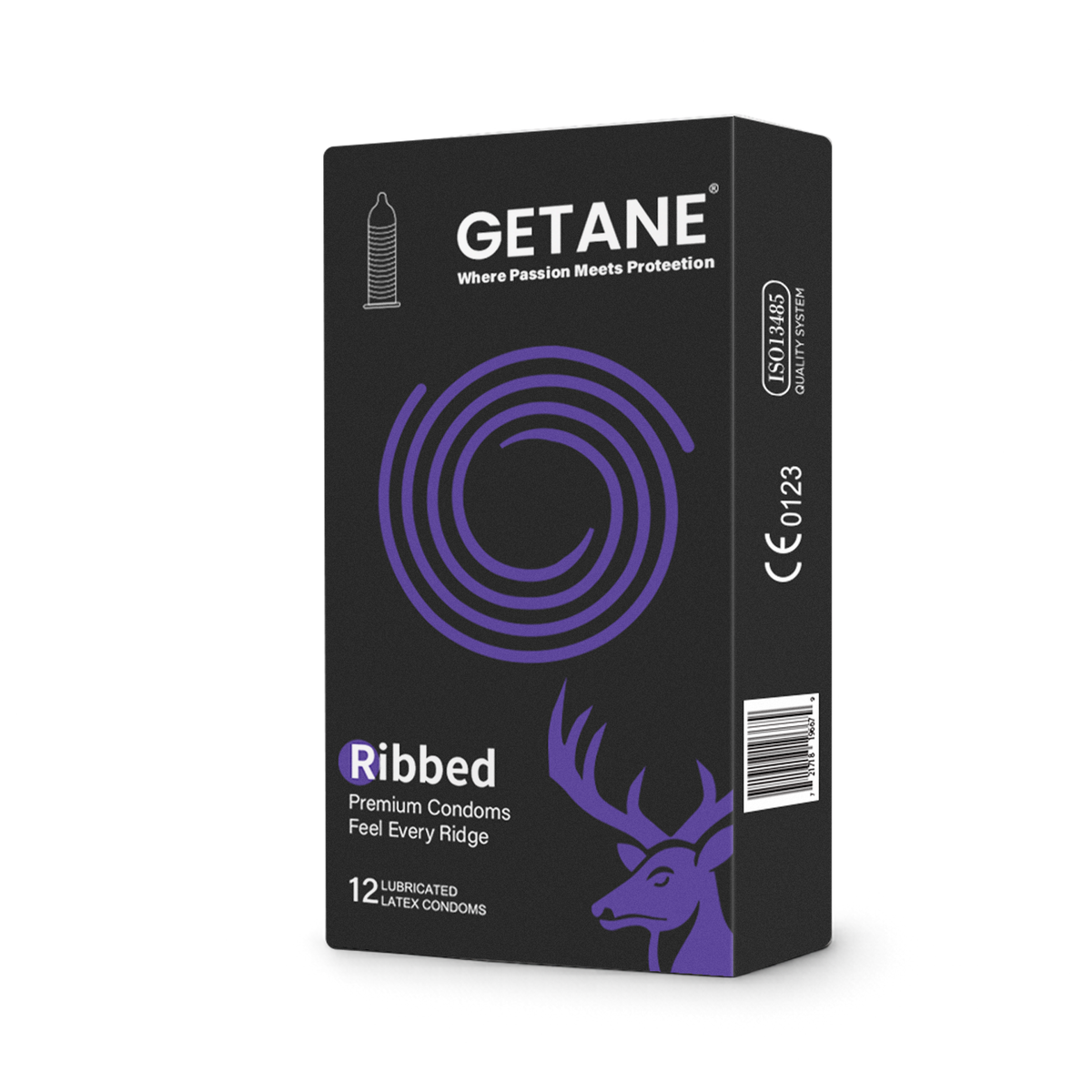 GETANE® For Him™ Super Ribbed Condoms 12-Count Premium Pack