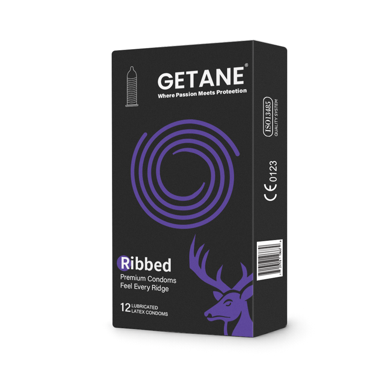 GETANE® For Him™ Super Ribbed Condoms 12-Count Premium Pack