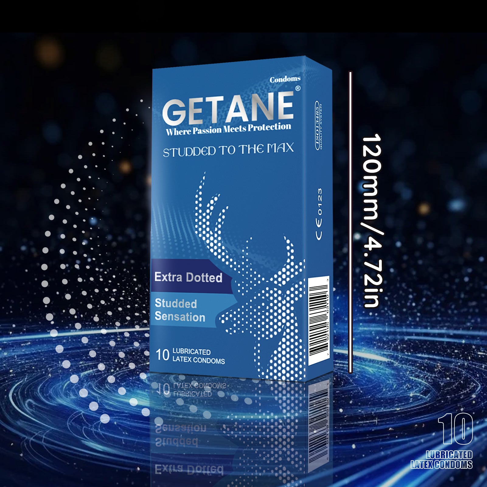 GETANE® For Him™ Extra Dotted Condoms 10-Count Deluxe Pack