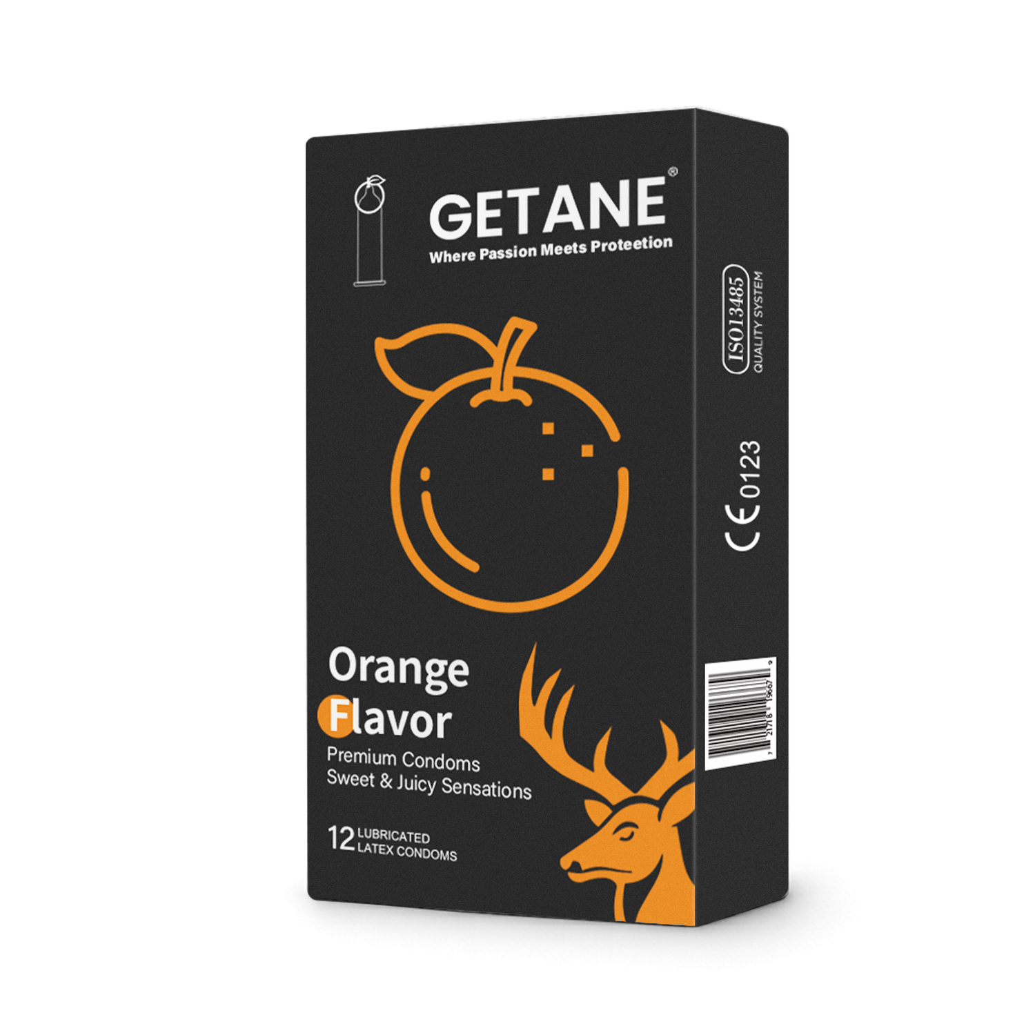 GETANE® For Him™ Orange Flavor Condoms 12-Count Premium Pack Main image