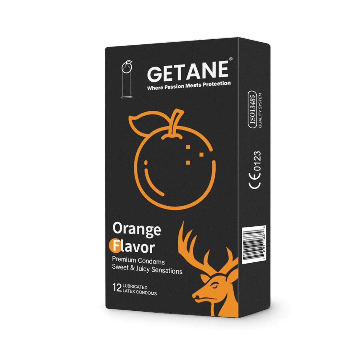 GETANE® For Him™ Orange Flavor Condoms 12-Count Premium Pack