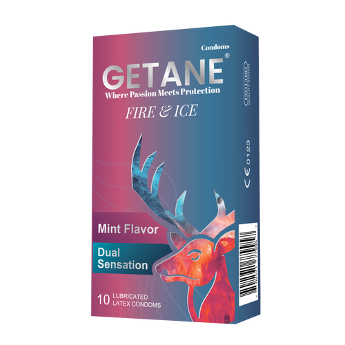 GETANE® For Him™ Fire & Ice Mint Flavor Condoms 10-Count Deluxe Pack