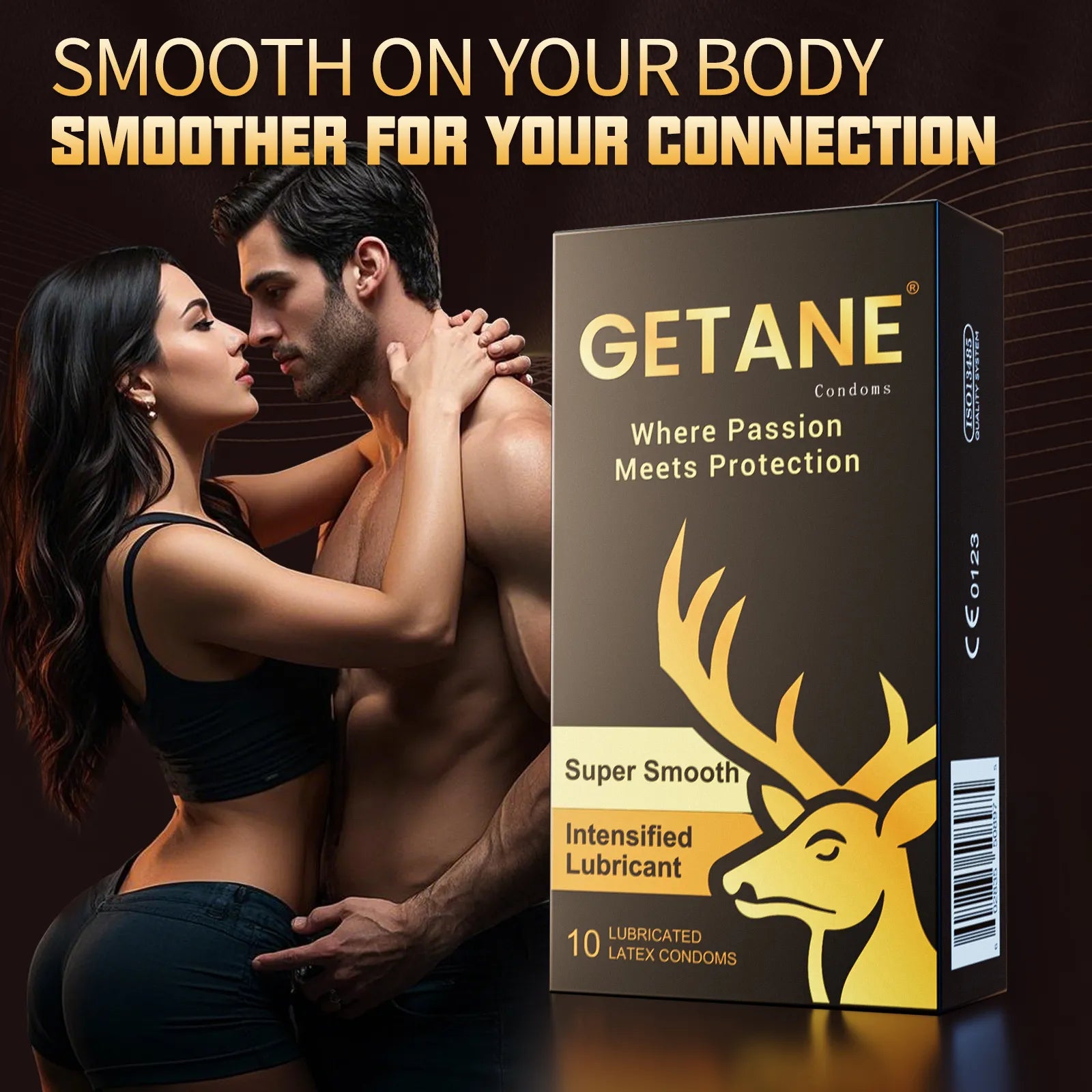 GETANE® For Him™ Extra Lubricated Condoms 10-Count Deluxe Pack
